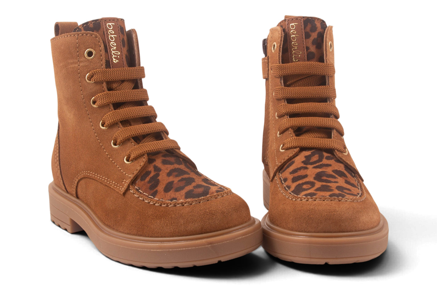 Biker Groot Cognac Nubuck Leopard Voor