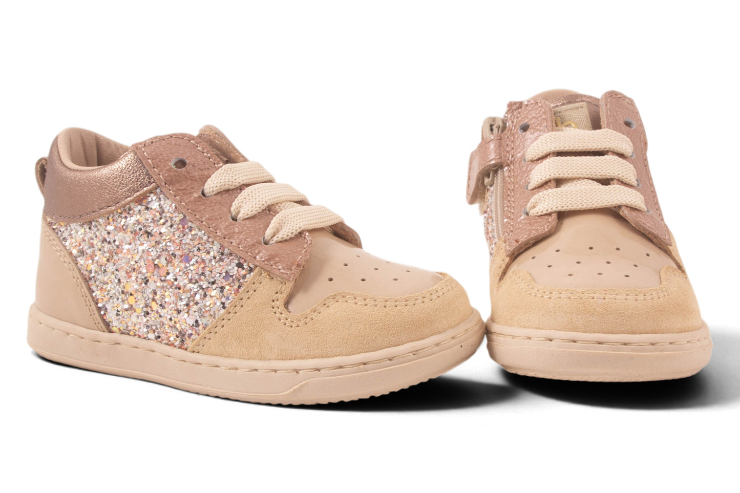 Beige Lak Glitter Opzij