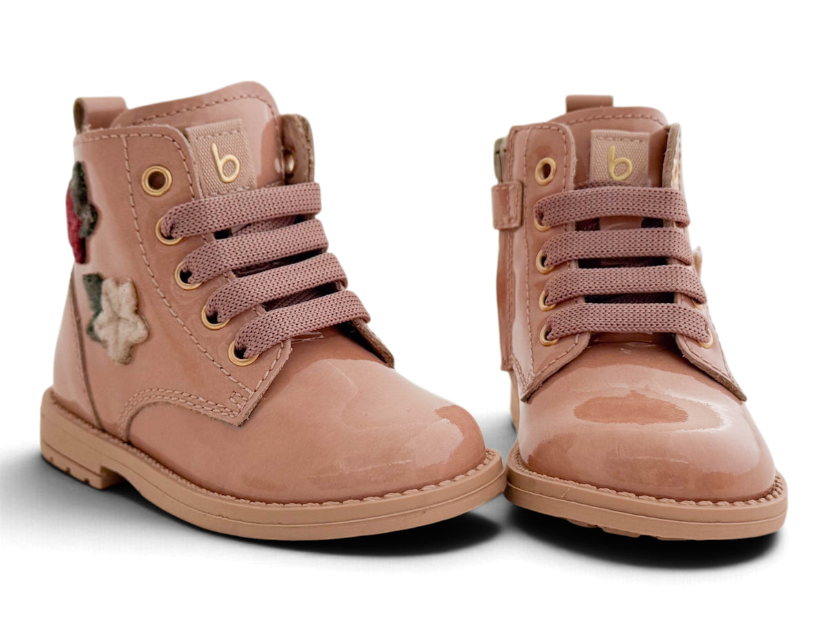 Biker Roze Lak Bloemetjes Opzij