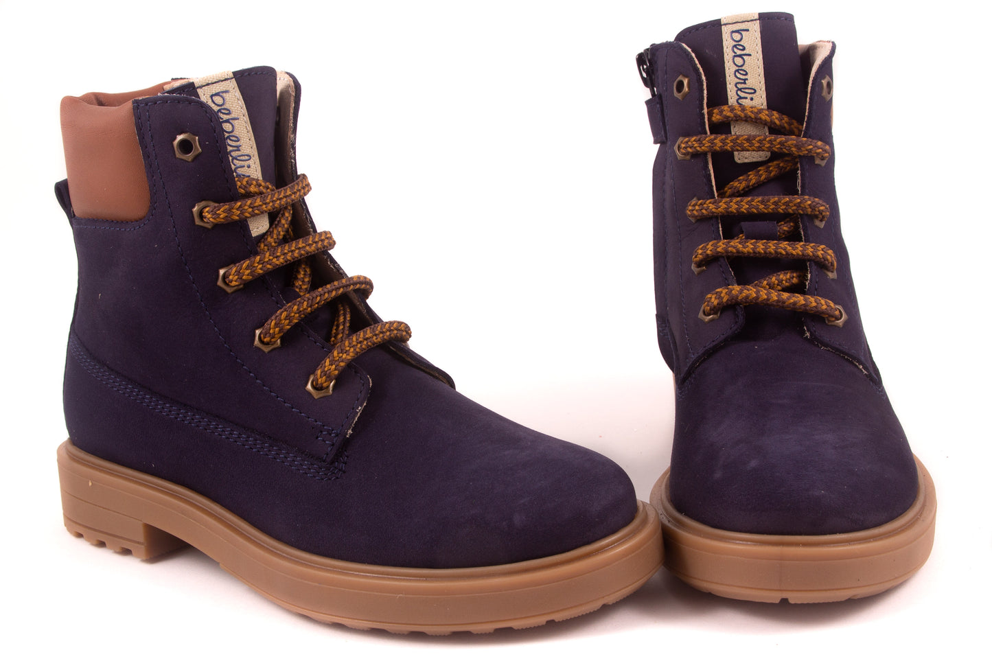 Veterschoen Bottine Groot Blauw Bruin Rand