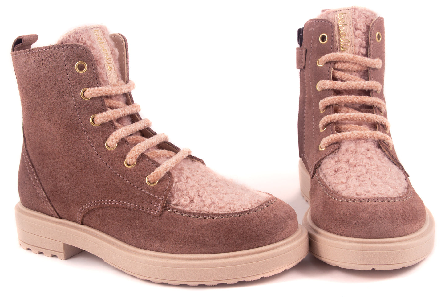 Laarsje Biker Groot Oudroze Nubuck Roze Teddy Voor