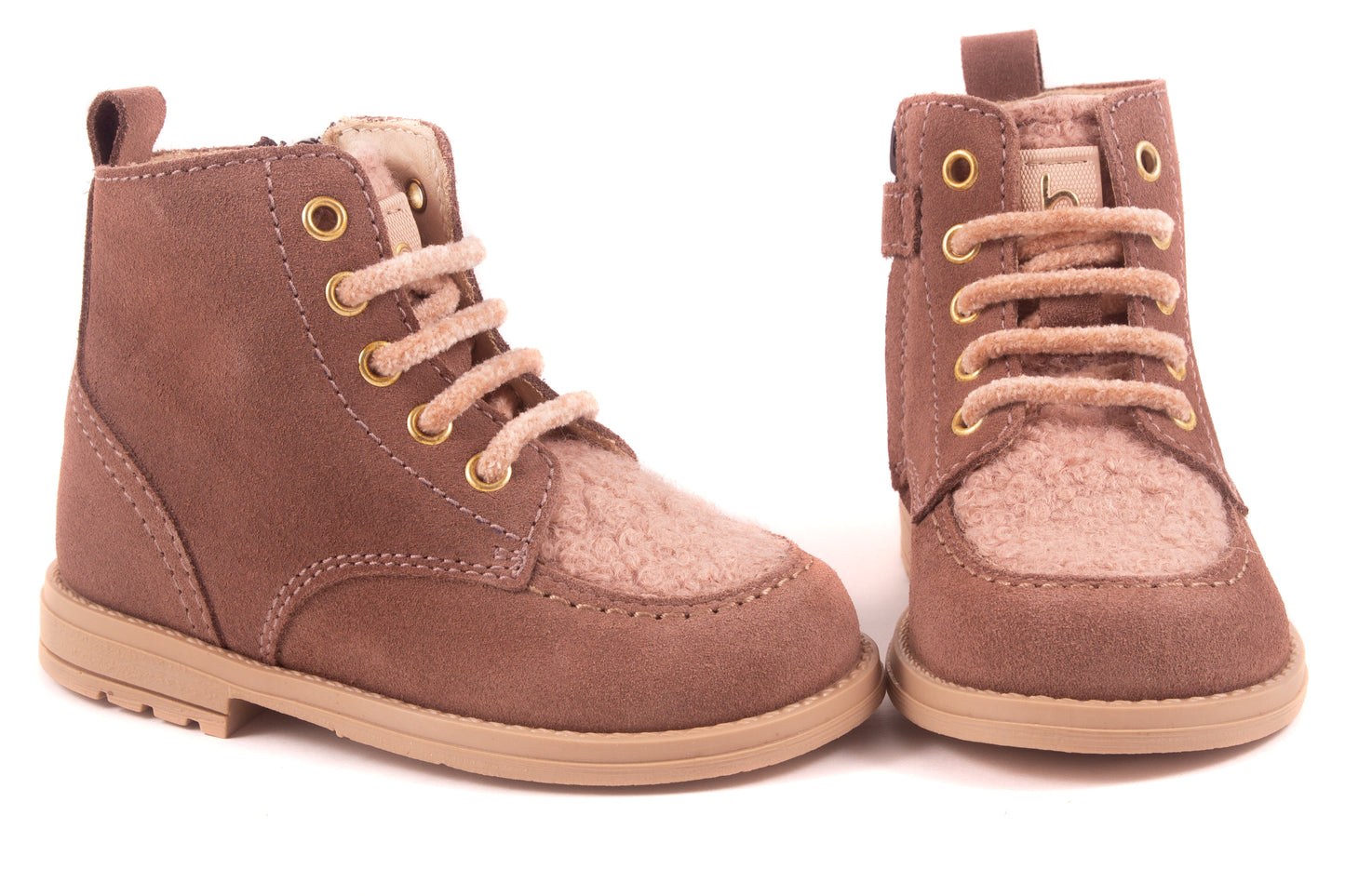 Laarsje Biker Oudroze Nubuck Roze Teddy Voor