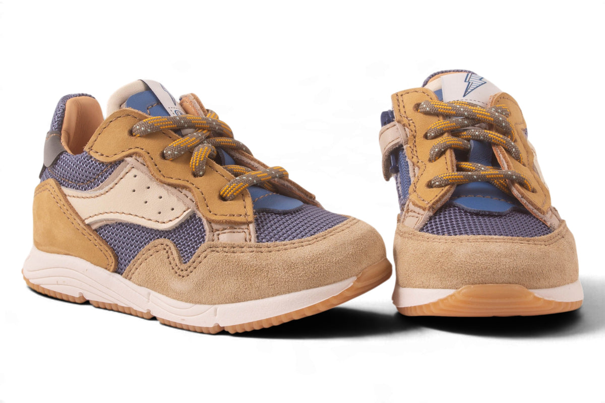 Runner Klein Beige Tip Blauw Tela Geel Accent