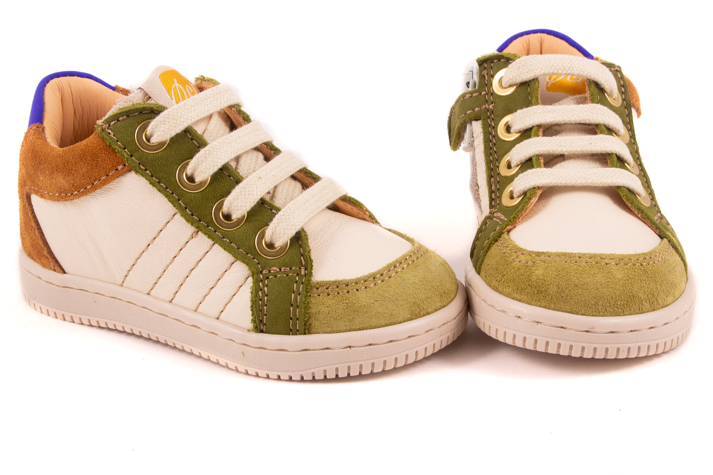 Sneaker Wit Leder Groen Bruin Nubuck Blauw Achter