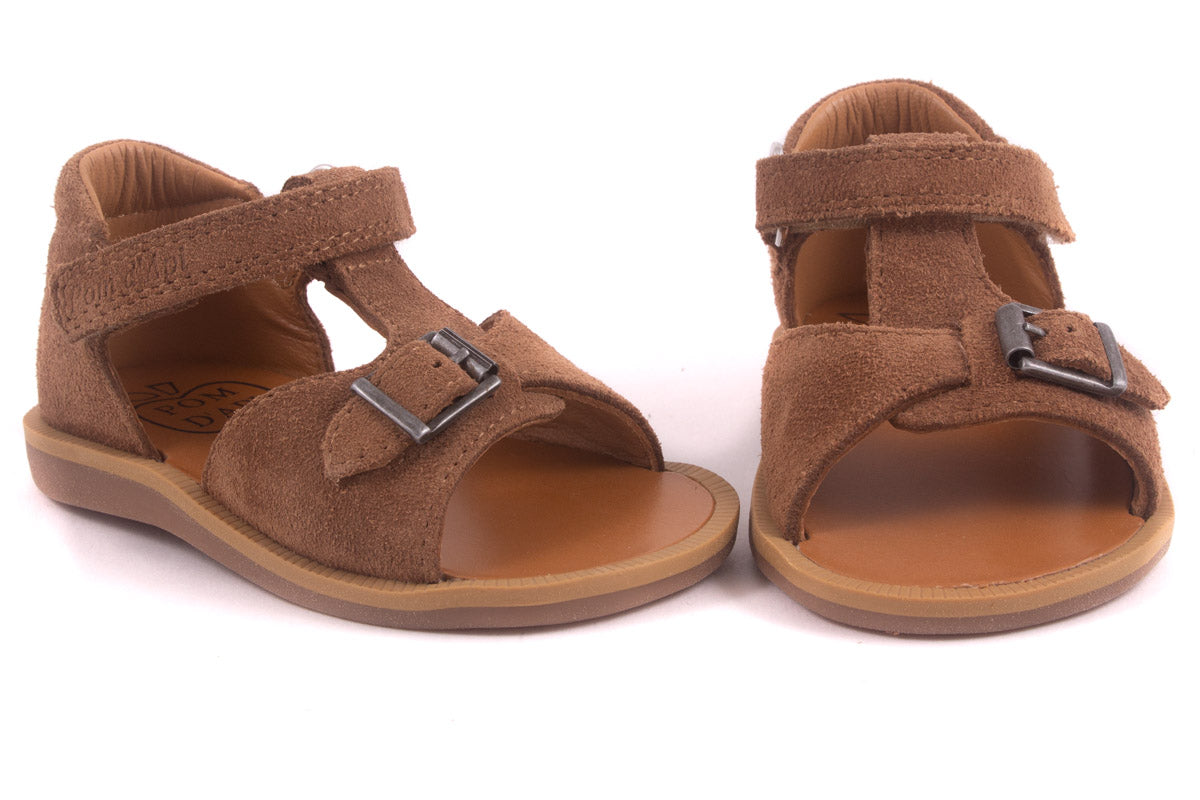 Sandaal Gespje Vooraan Cognac Nubuck
