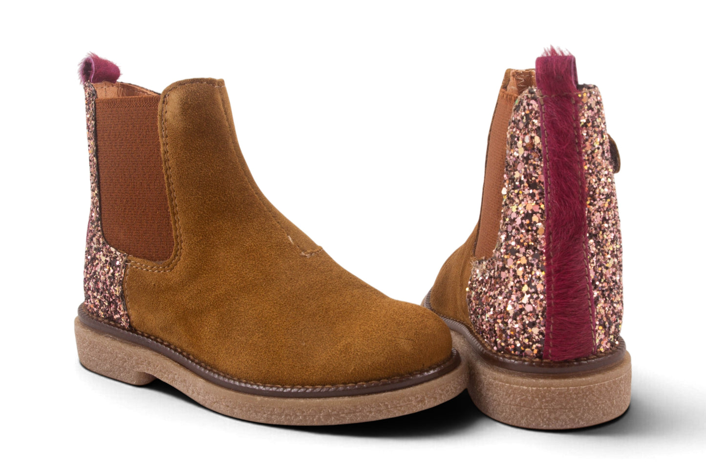 Kaki Nubuck Glitter Achter Bordeaux Pony Accent