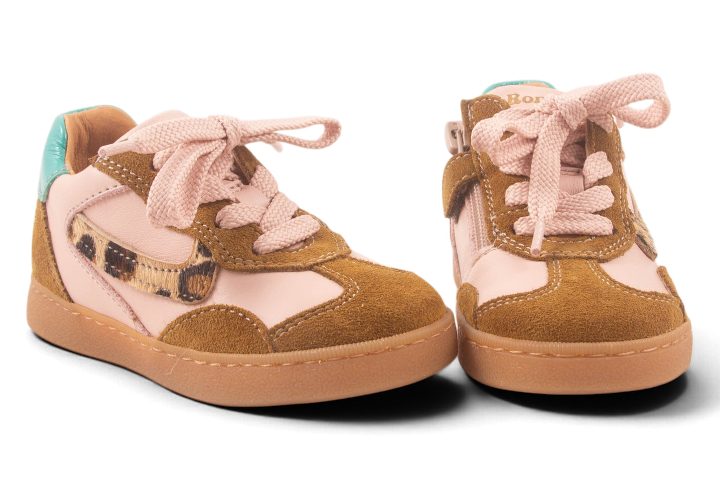 Roze Leder Bruin Nubuck Leopard Streep