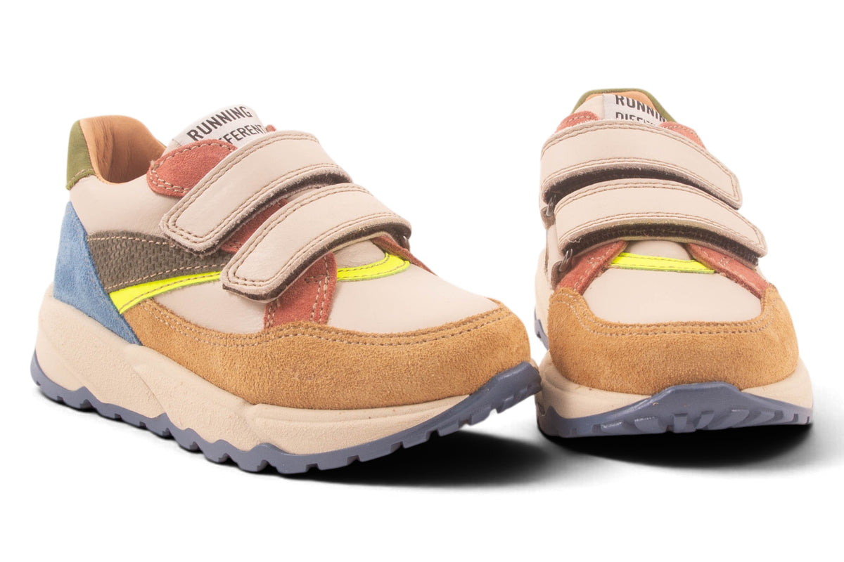 Runner Velcro Beige Rood Fluo Geel
