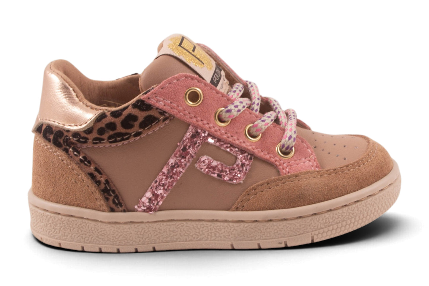 Klein Roze Nubuck Leopard Glitter P Opzij