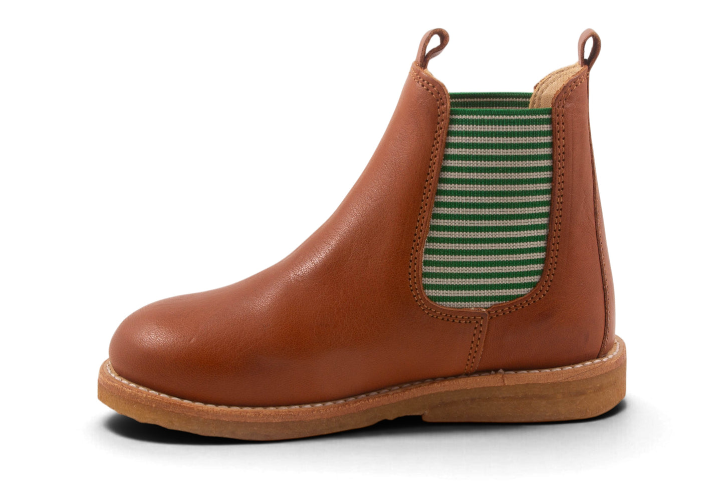 Cognac Leder Groen Streepjes Elastiek