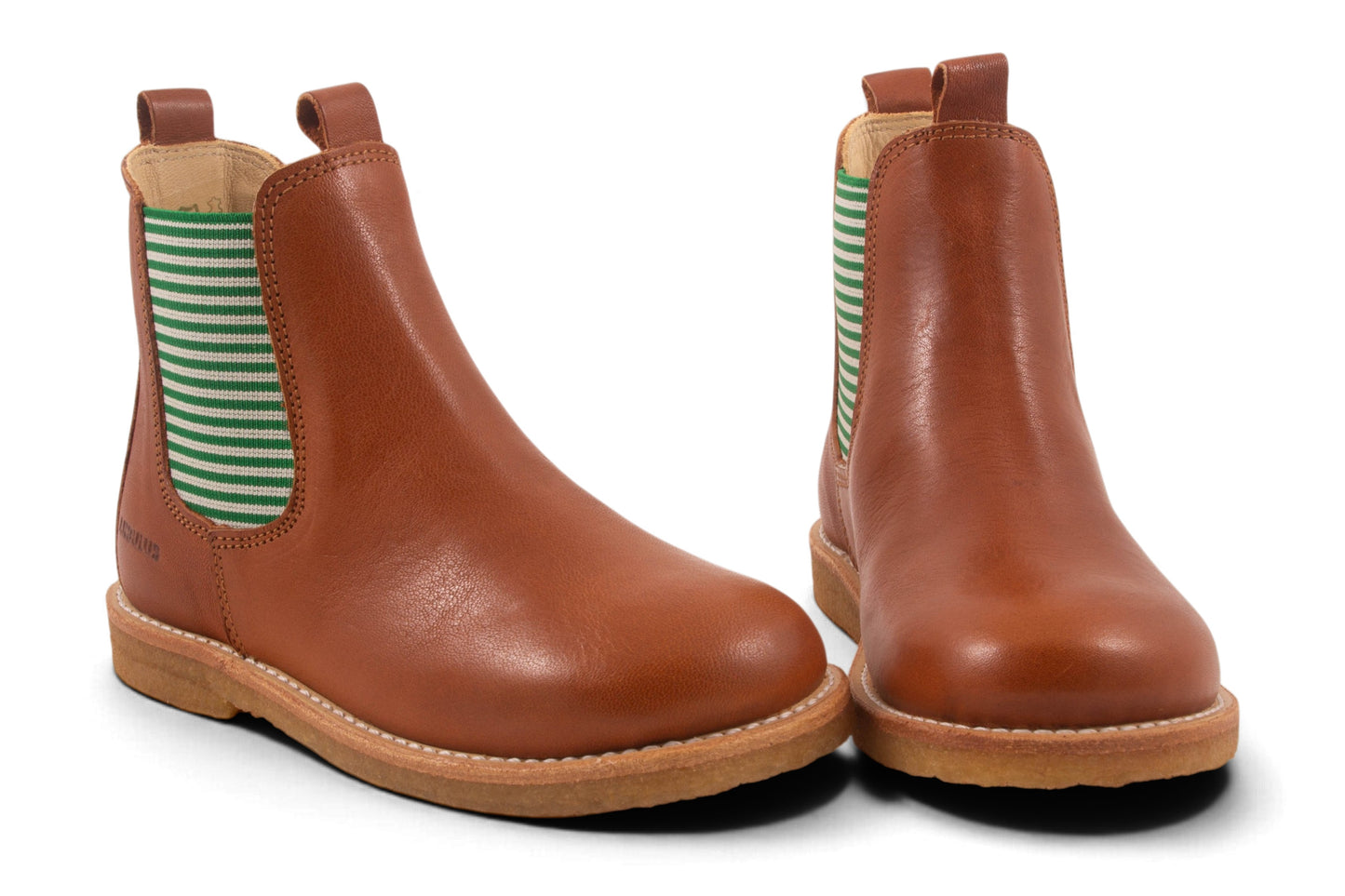 Cognac Leder Groen Streepjes Elastiek