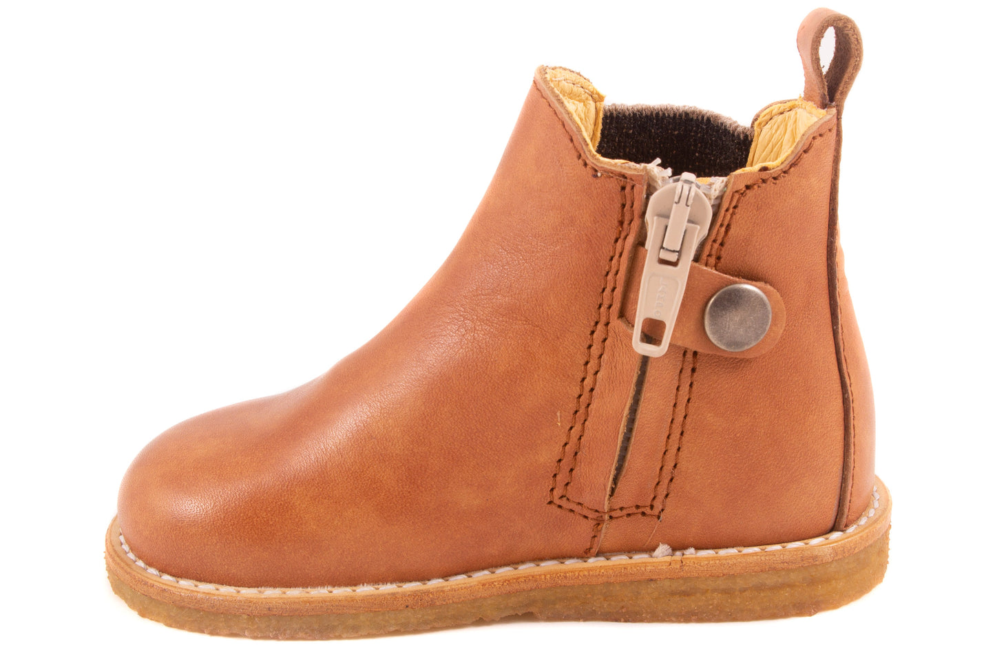 Laarsje Rits Cognac Leder Print Elastiek