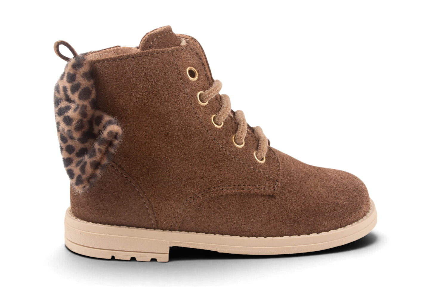 Biker Taupe Nubuck Bolletjes Strik Achter