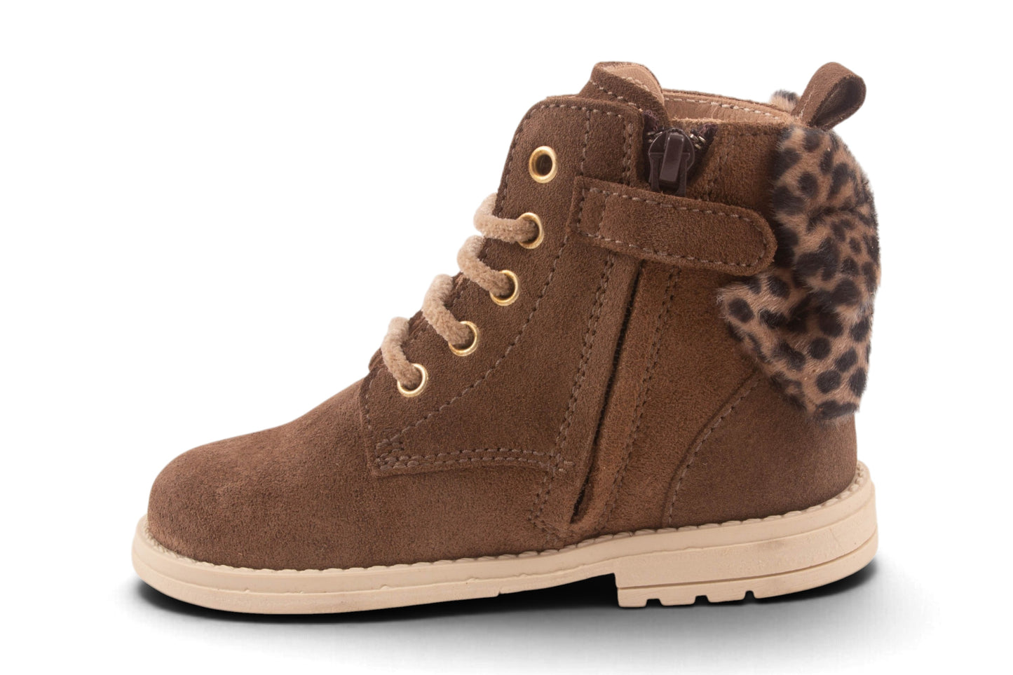 Biker Taupe Nubuck Bolletjes Strik Achter