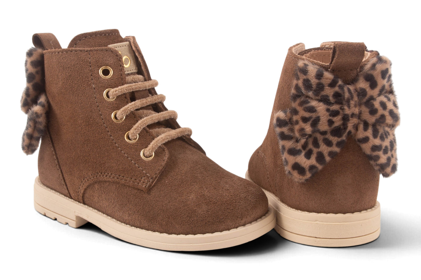 Biker Taupe Nubuck Bolletjes Strik Achter