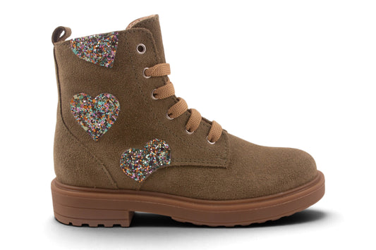 Biker Groot Mint Nubuck Glitter Hartjes