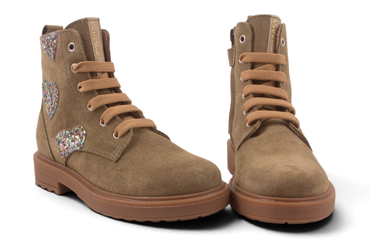 Biker Groot Mint Nubuck Glitter Hartjes