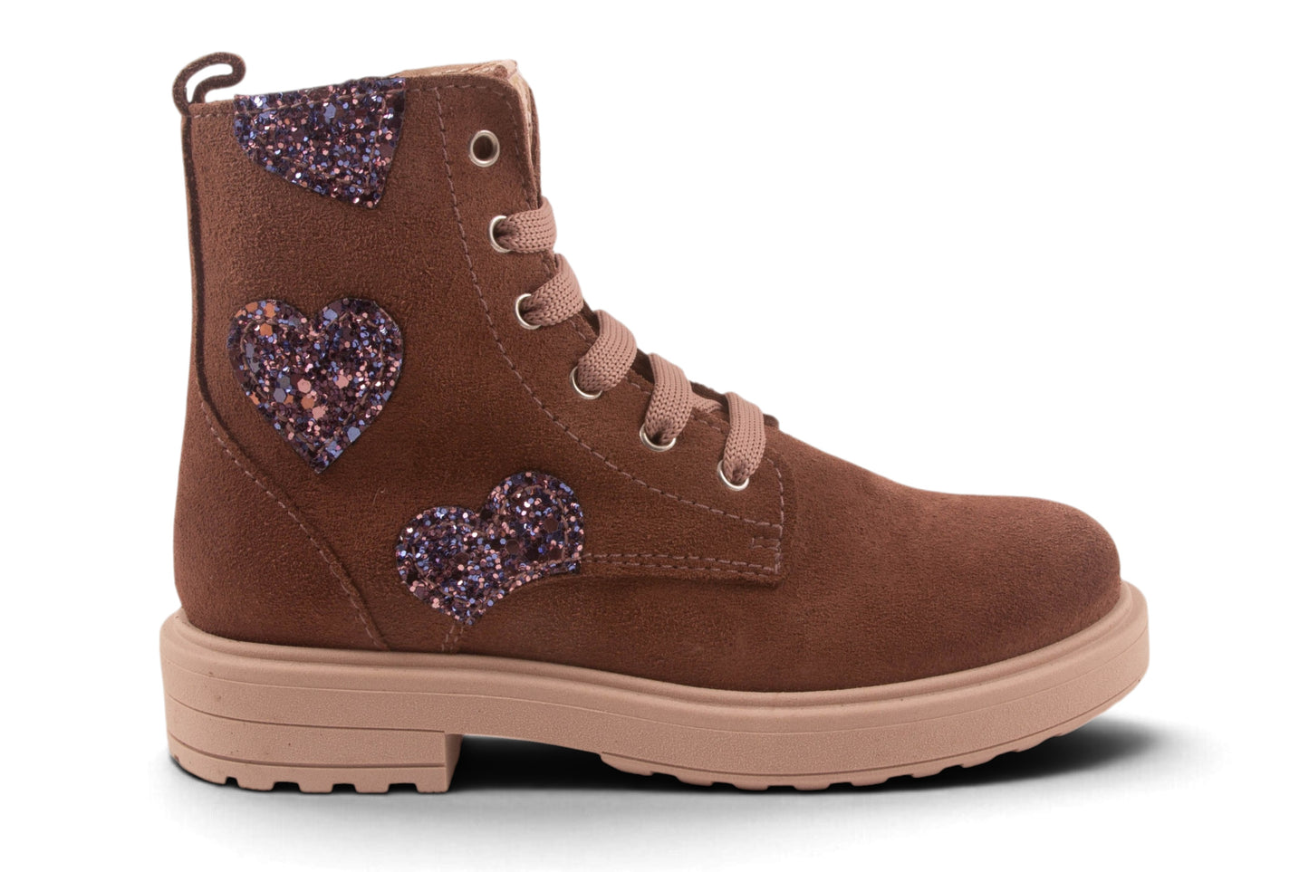 Biker Groot Roze Nubuck Glitter Hartjes