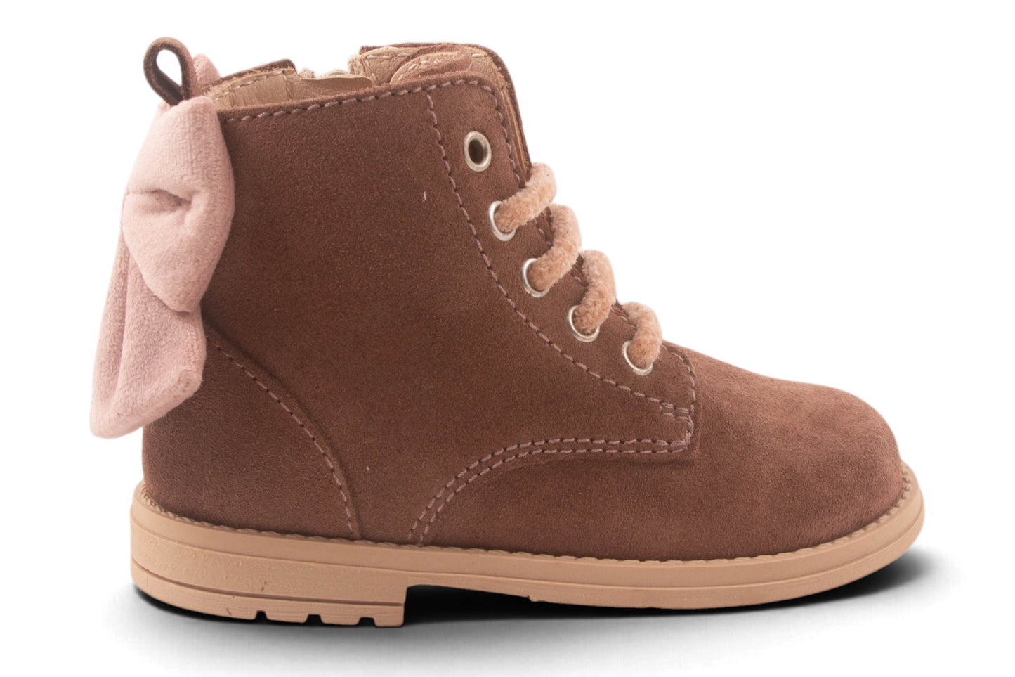 Biker Roze Nubuck Fluweel Strik Achter