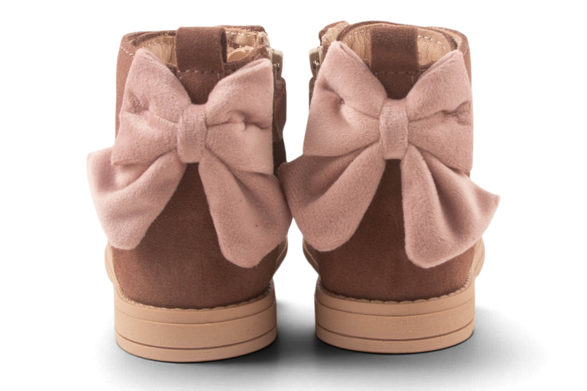Biker Roze Nubuck Fluweel Strik Achter