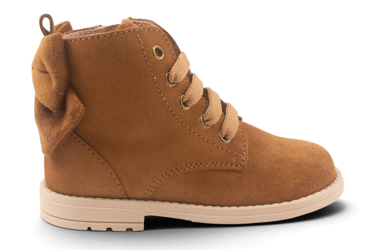 Biker Bruin Nubuck Fluweel Strik Achter