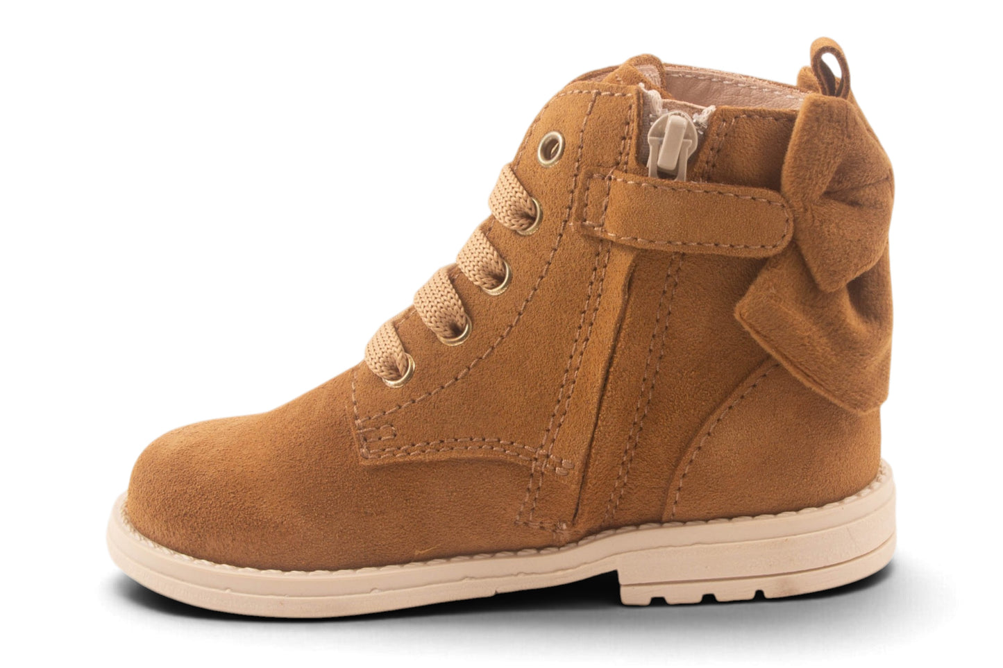 Biker Bruin Nubuck Fluweel Strik Achter