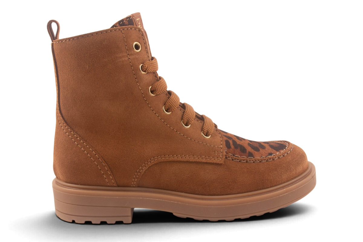 Biker Groot Cognac Nubuck Leopard Voor