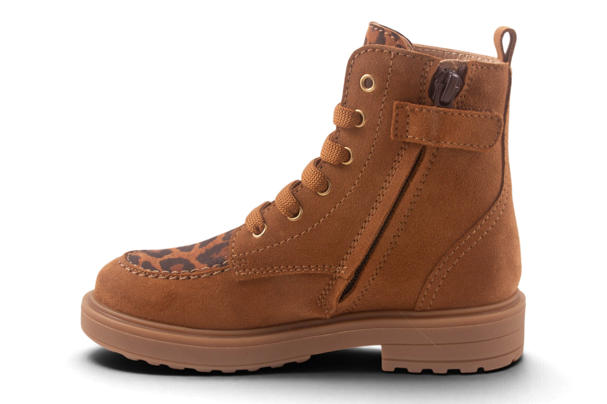 Biker Groot Cognac Nubuck Leopard Voor