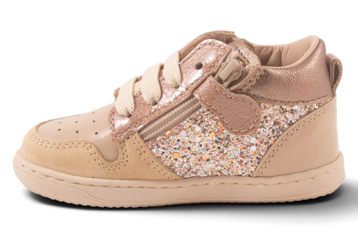Beige Lak Glitter Opzij