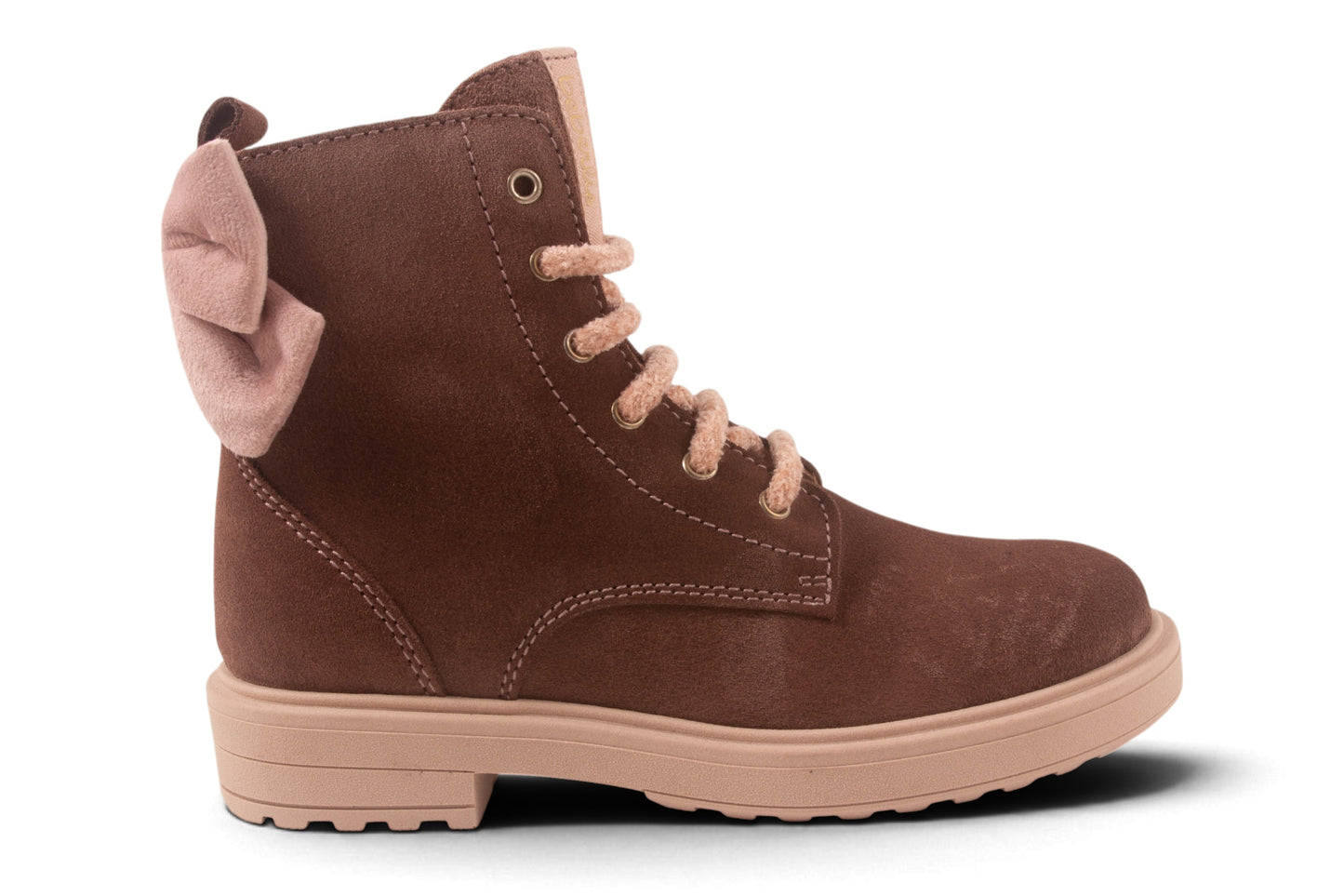 Biker Groot Roze Nubuck Fluweel Strik Achter