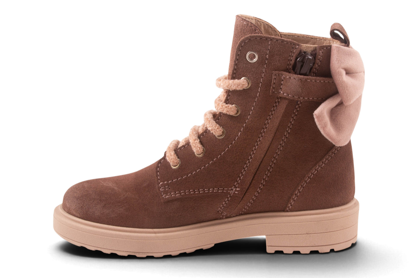 Biker Groot Roze Nubuck Fluweel Strik Achter