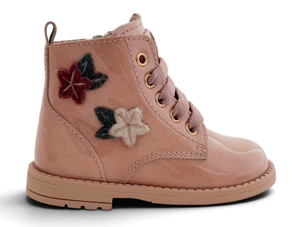 Biker Roze Lak Bloemetjes Opzij