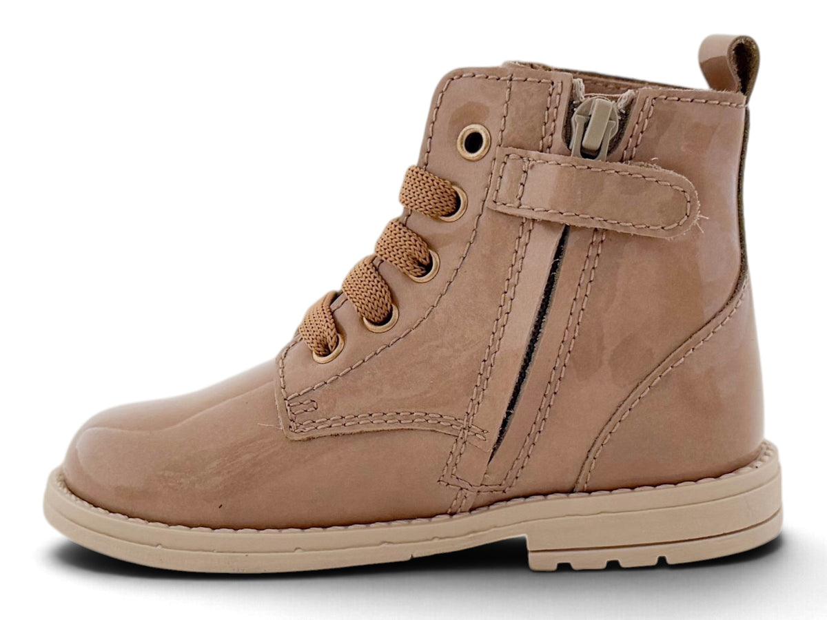 Biker Beige Lak Bloemetjes Opzij