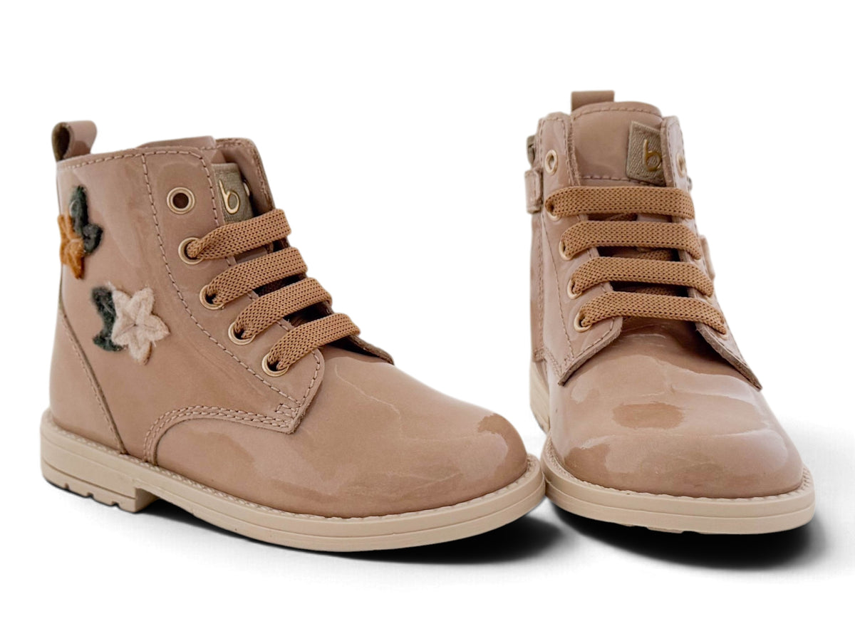 Biker Beige Lak Bloemetjes Opzij
