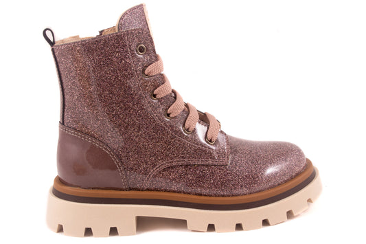 Laarsje Biker Aubergine Glitter Lak