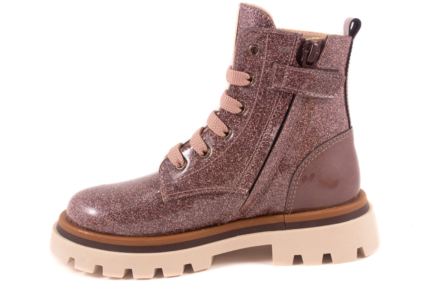 Laarsje Biker Aubergine Glitter Lak