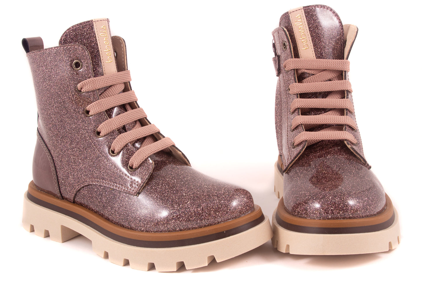 Laarsje Biker Aubergine Glitter Lak