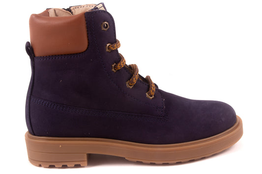Veterschoen Bottine Groot Blauw Bruin Rand