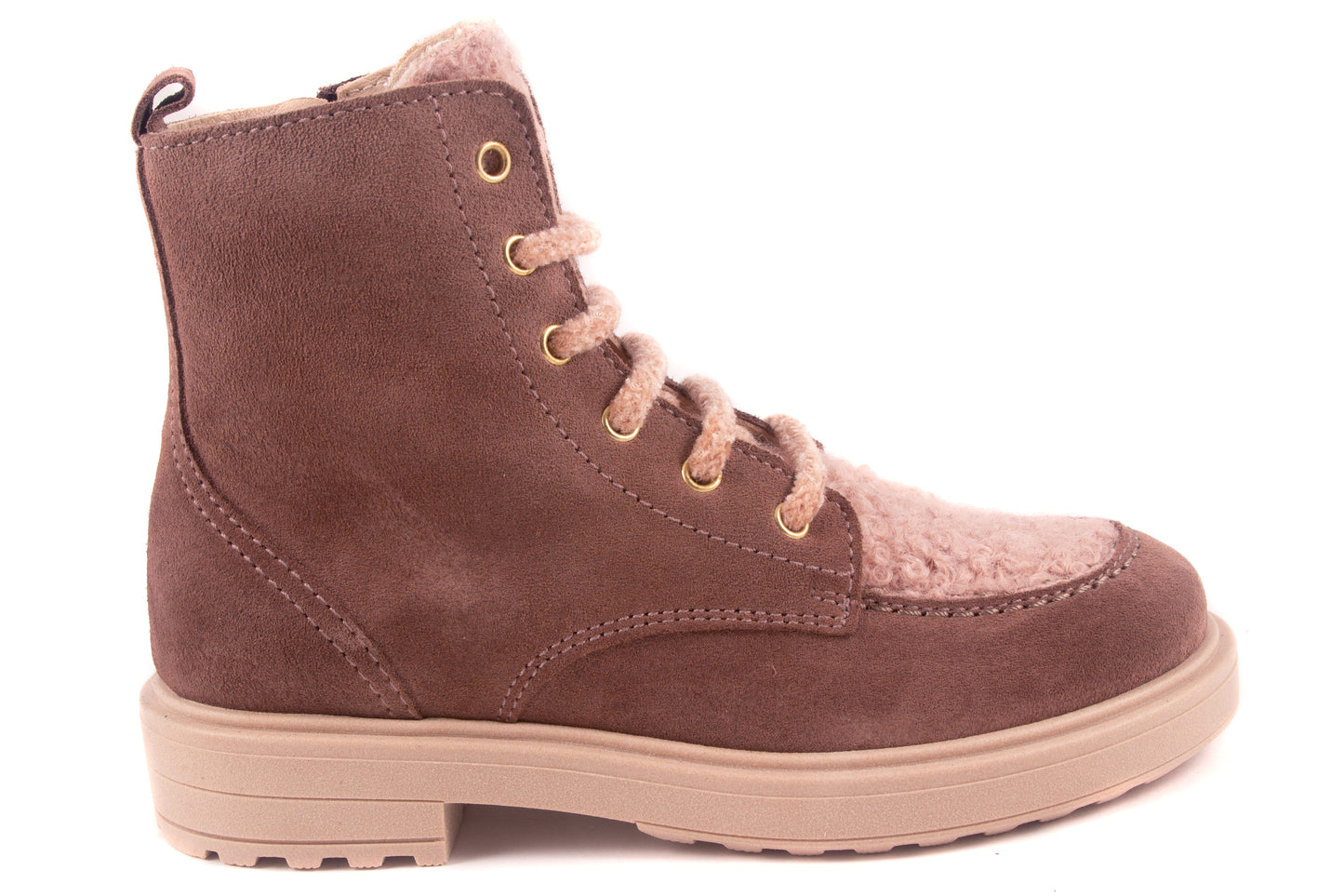 Laarsje Biker Groot Oudroze Nubuck Roze Teddy Voor