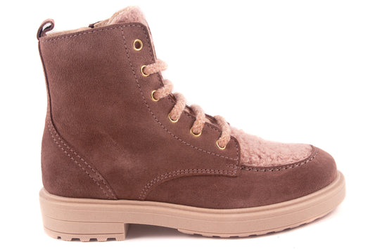 Laarsje Biker Groot Oudroze Nubuck Roze Teddy Voor