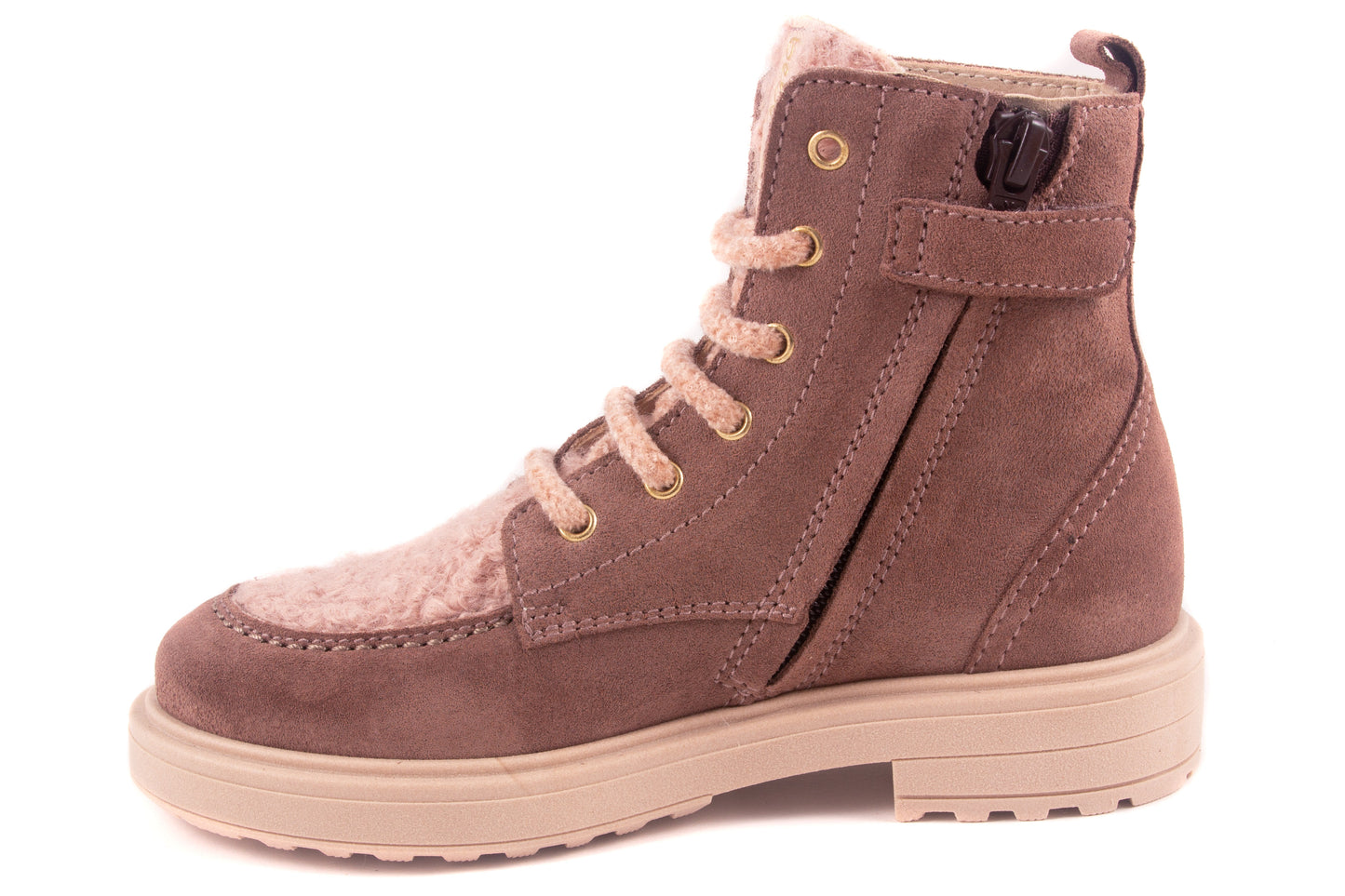Laarsje Biker Groot Oudroze Nubuck Roze Teddy Voor