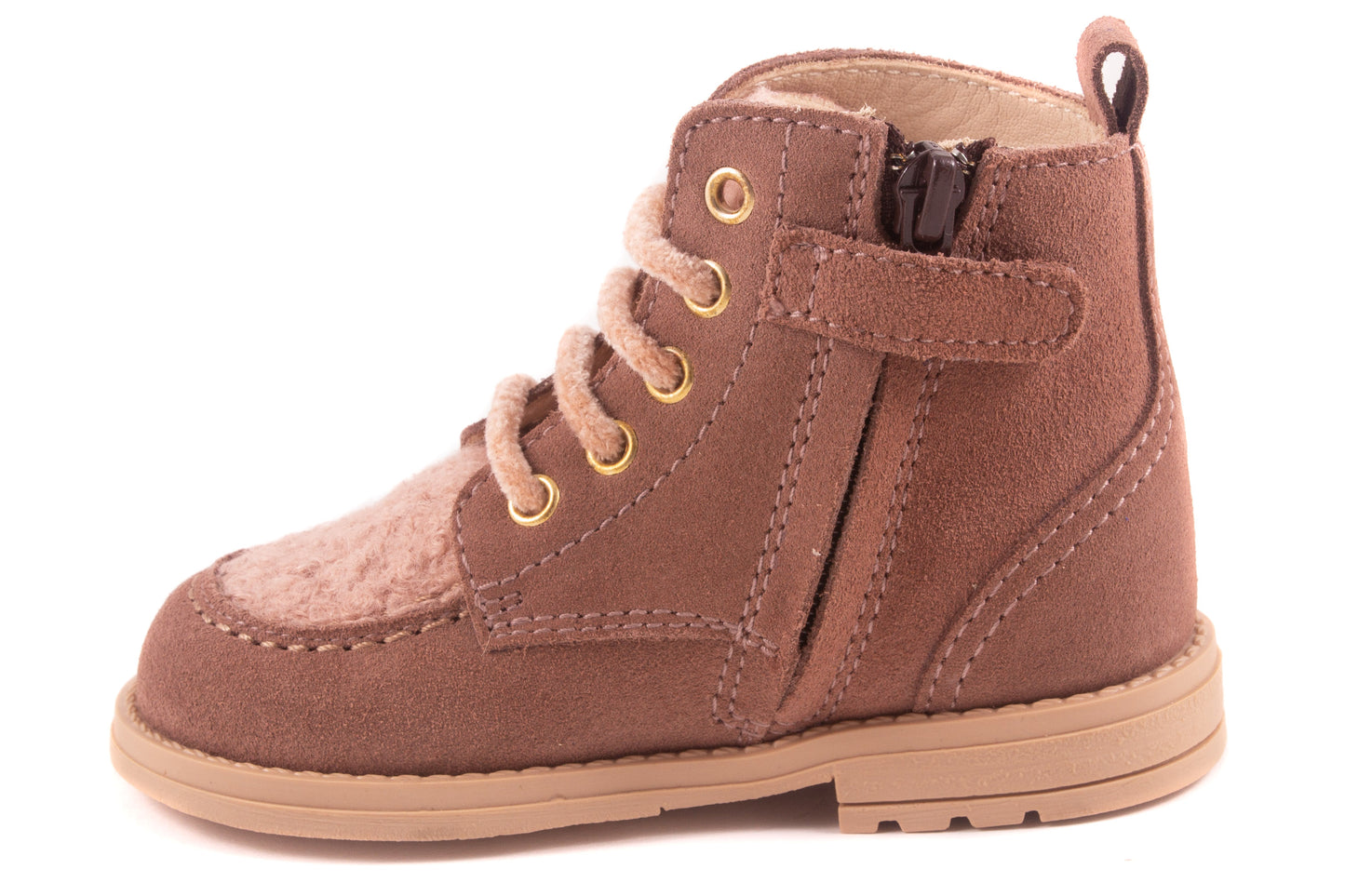 Laarsje Biker Oudroze Nubuck Roze Teddy Voor