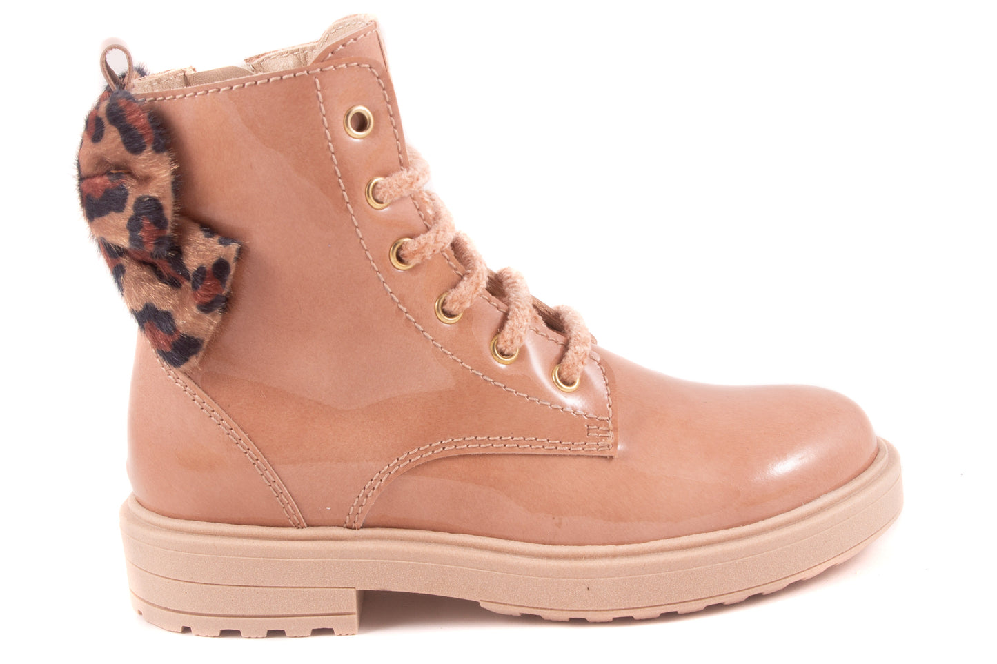 Laarsje Biker Roze Lak Leopard Strik