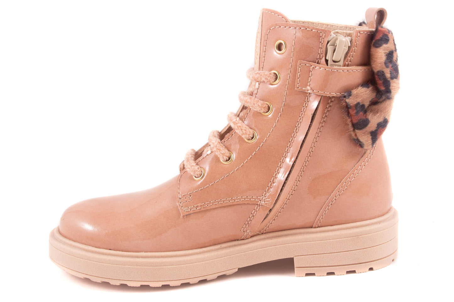 Laarsje Biker Roze Lak Leopard Strik