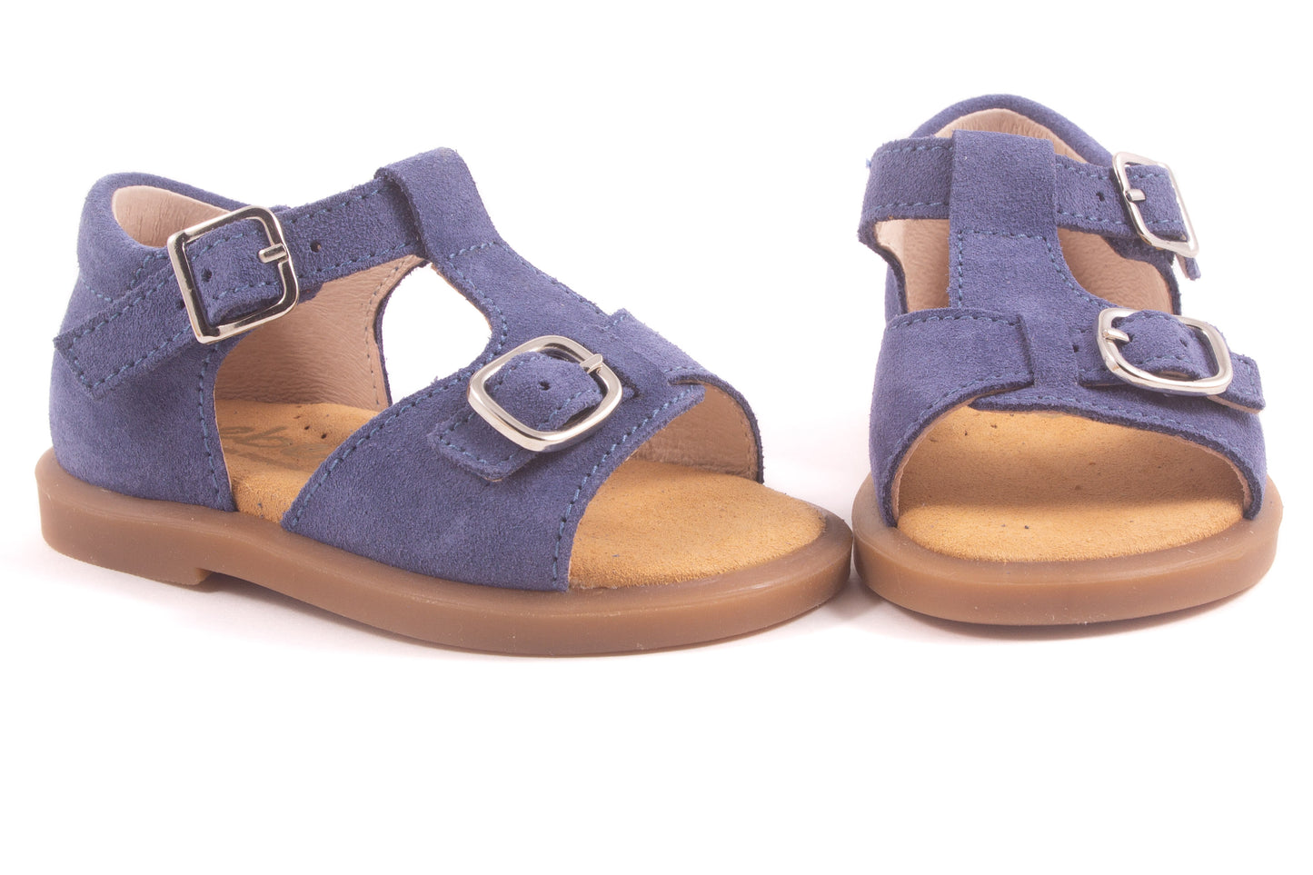 Sandaal Gesloten Hiel Gesp Voor Blauw Nubuck