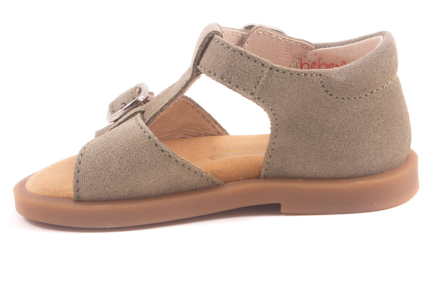 Sandaal Gesloten Hiel Gesp Voor Kaki Nubuck