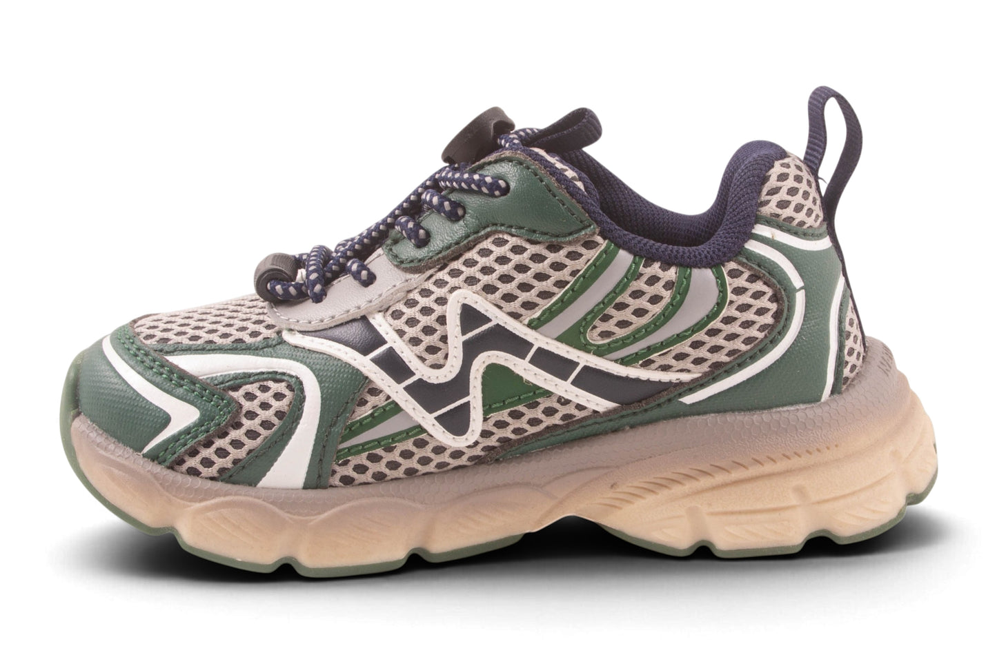 Runner Groen Leder Blauw