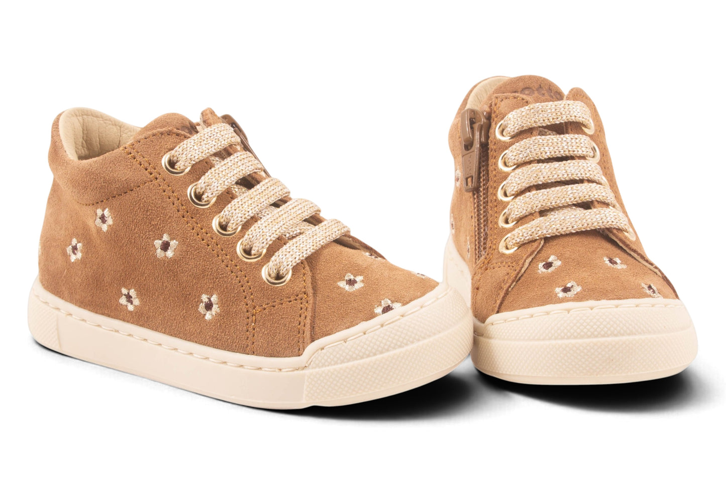 Rubber Tip Bruin Nubuck Bloemen