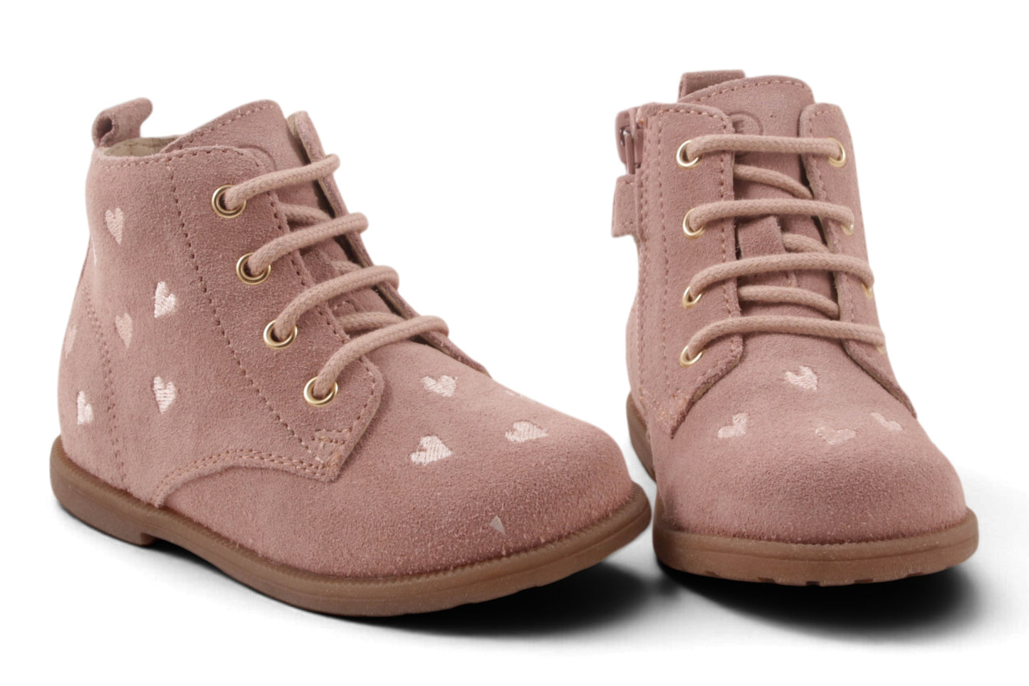 Veterlaars Roze Nubuck Hartjes