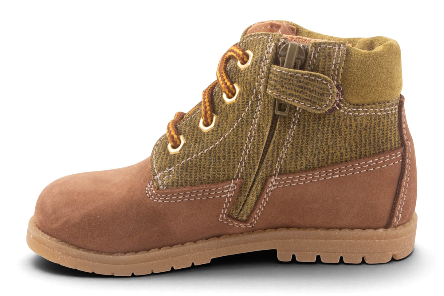 Bottine Klein Bruin Nubuck Kaki Streepjes Nubuck Boven